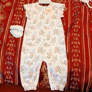 Feather Baby girls flower print romper